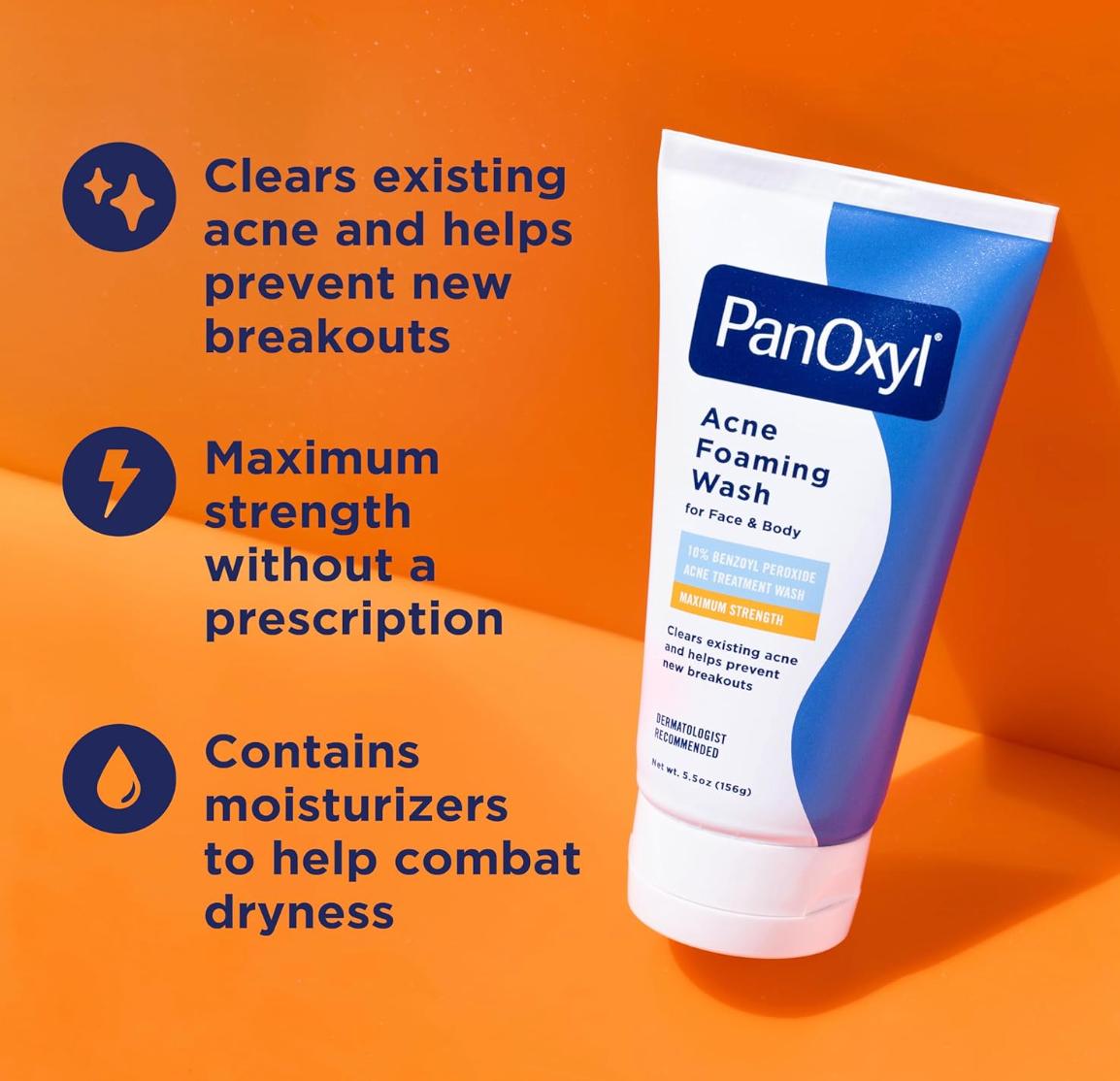 PanOxyl Acne Foaming Wash Benzoyl Peroxide 10% Maximum Strength Antimicrobial 5.5 Oz (Pack of 2)