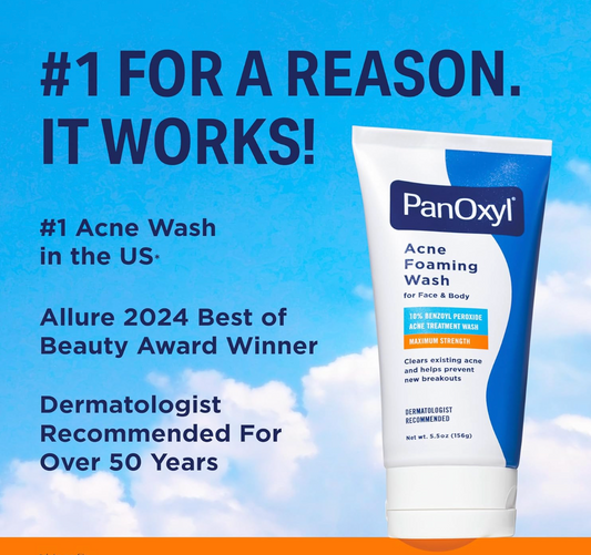 PanOxyl Acne Foaming Wash Benzoyl Peroxide 10% Maximum Strength Antimicrobial 5.5 Oz (Pack of 2)